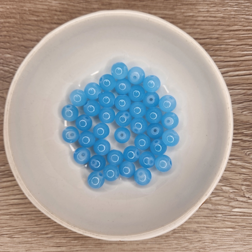 Blue Glass Beads 8mm Round 40 Bead Count #60